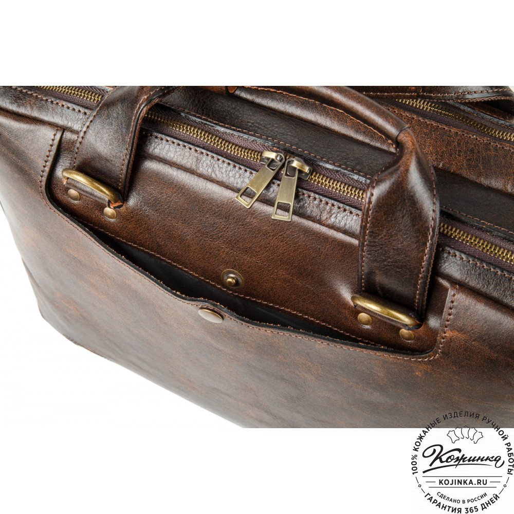 Кожаная мужская сумка-рюкзак "Генри" (коричневый эксклюзив)